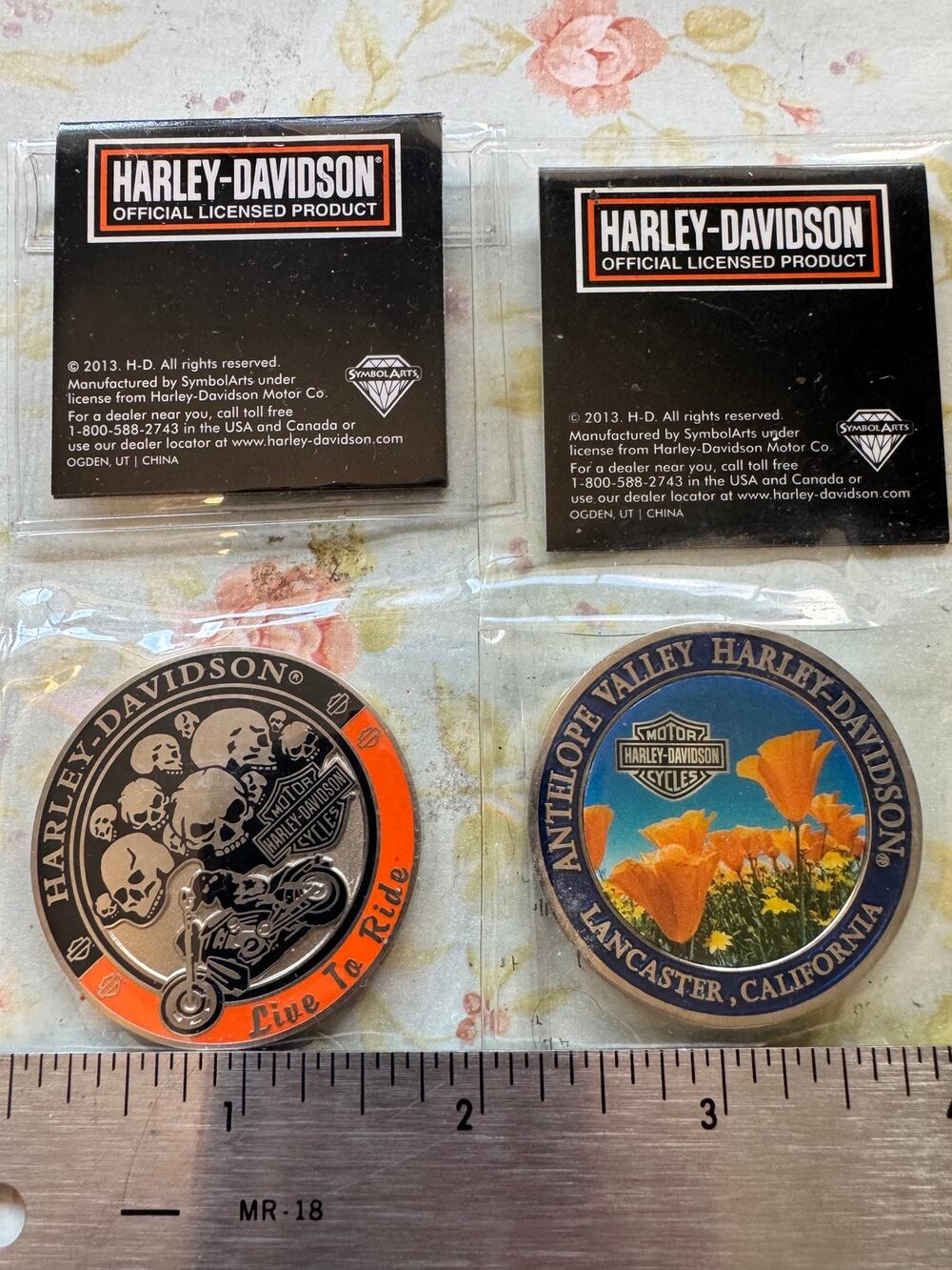 Harley-Davidson Challenge Coin Lot 2 Antelope Valley Poppies & Skulls BRAND NEW
